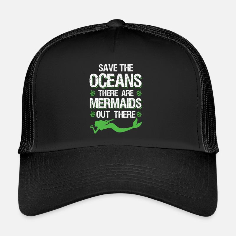 save the ocean meerjungfrau - Trucker Cap - Schwarz/Schwarz