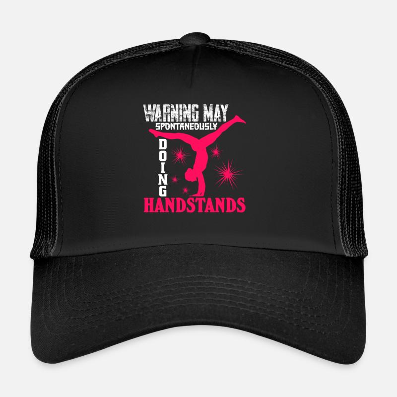 Handstand Mädchen Spruch Turnen - Trucker Cap - Schwarz/Schwarz