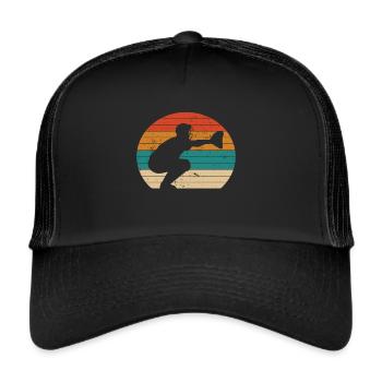 Baseballfänger Baseballspieler Pitcher - Trucker Cap - Schwarz/Schwarz - Vorne
