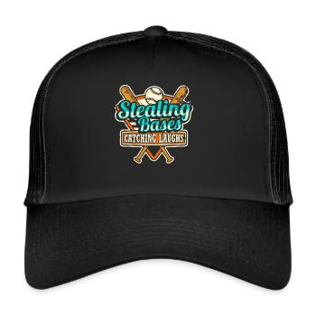 Baseballfänger Baseballspieler Pitcher - Trucker Cap - Schwarz/Schwarz - Vorne
