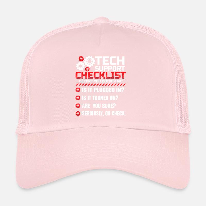 Lustige Checkliste für den technischen Support Helpdesk Trucker Cap