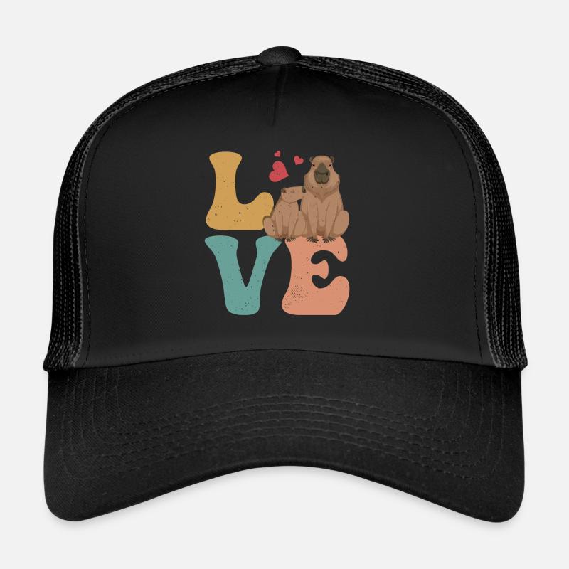 Capybara Capibara LOVE - Trucker Cap - Schwarz/Schwarz