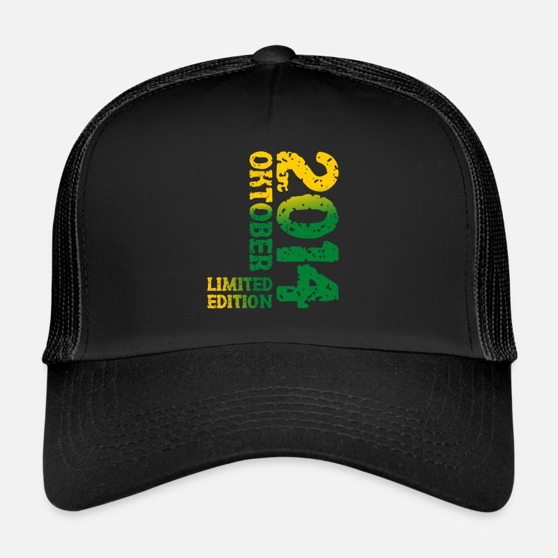 2014 Oktober Limited Edition 9. Geburtstag Deko - Trucker Cap - Schwarz/Schwarz