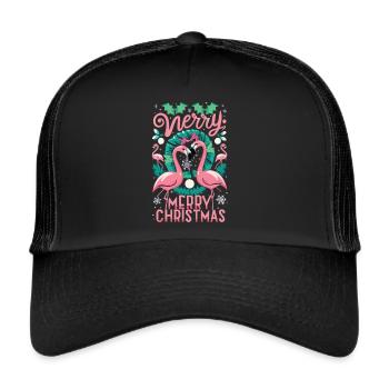 Flamingo at Christmas Time - Unforgettable Celebration - Trucker Cap - black/black - Front