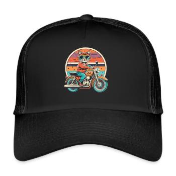 Cat Biker - The spirit of adventure on the motorcycle - Trucker Cap - black/black - Front