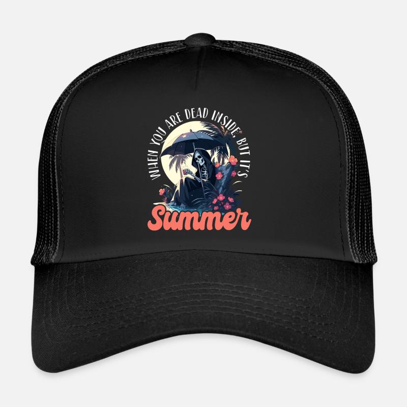 Dead Inside Sarkastische Gothic Skelett Halloween - Trucker Cap - Schwarz/Schwarz