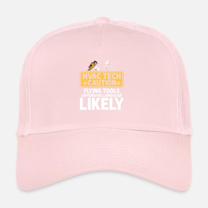 HVAC Tech Caution Flying Tools Technician Installe Trucker Cap