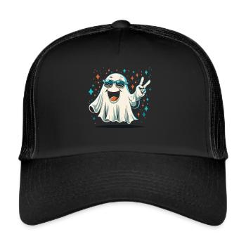 Ghostly Peace: A Peaceful Halloween Message - Trucker Cap - black/black - Front