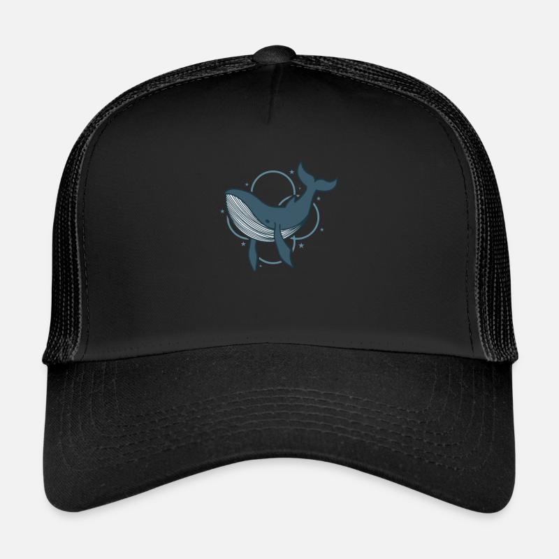 netter Blauwal Ozean Wasser - Trucker Cap - Schwarz/Schwarz