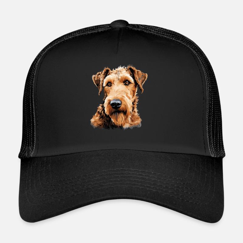 Chien Airedale Terrier - Casquette trucker  - noir/noir