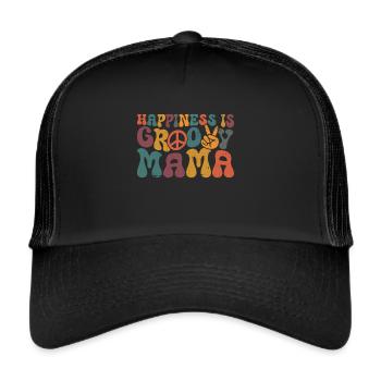 Groovy Mutter Passende Familie Am 1. Geburtstag - Trucker Cap - Schwarz/Schwarz - Vorne