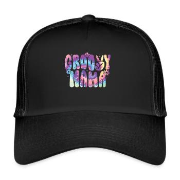 Groovy Mutter Passende Familie Am 1. Geburtstag - Trucker Cap - Schwarz/Schwarz - Vorne