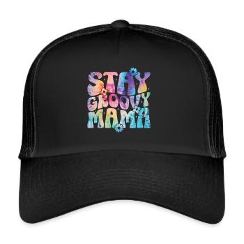 Groovy Mutter Passende Familie Am 1. Geburtstag - Trucker Cap - Schwarz/Schwarz - Vorne