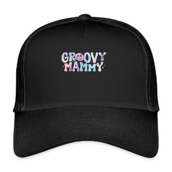 Groovy Mutter Passende Familie Am 1. Geburtstag - Trucker Cap - Schwarz/Schwarz - Vorne