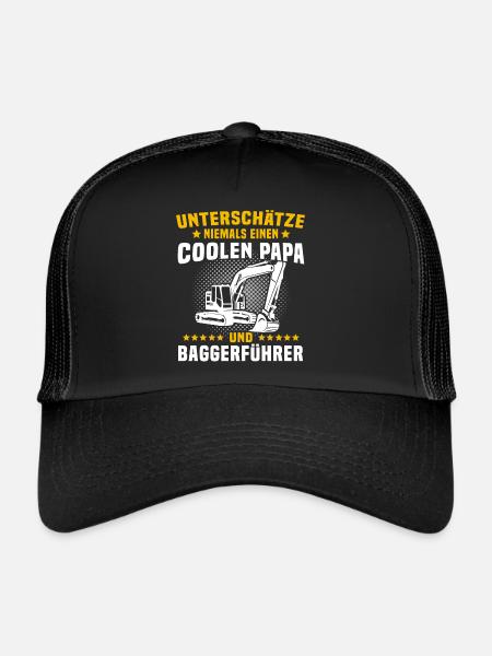 Baggerfahrer Papa Baggerführer - Trucker Cap - Schwarz/Schwarz