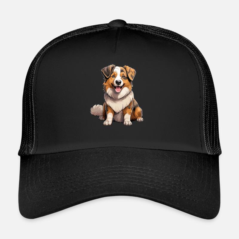 Hund Australian Shepherd - Trucker Cap - Schwarz/Schwarz