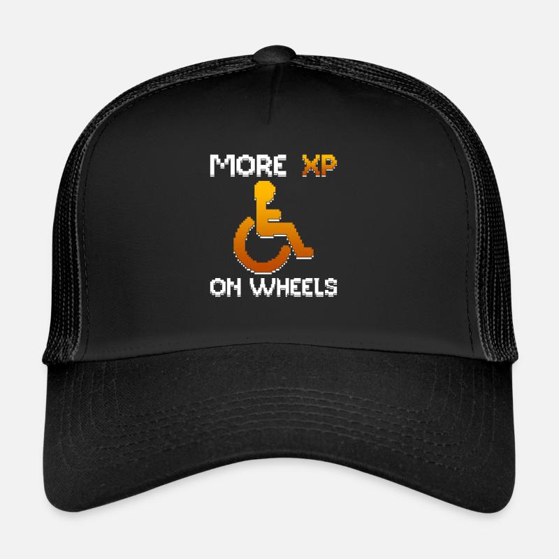 Rollstuhlfahrer Rollstuhl Behinderung Lustig - Trucker Cap - Schwarz/Schwarz