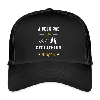 je peux pas j'ai cyclathlon apéro humour - Casquette trucker  - noir/noir - Devant