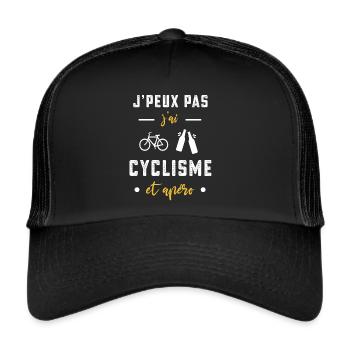 je peux pas j'ai cyclisme apéro humour - Casquette trucker  - noir/noir - Devant