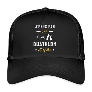je peux pas j'ai duathlon apéro humour - Casquette trucker  - noir/noir - Devant