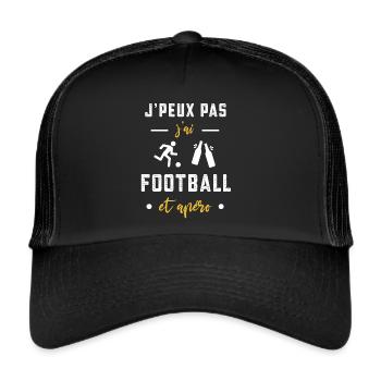 je peux pas j'ai football apéro humour - Casquette trucker  - noir/noir - Devant