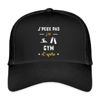 je peux pas j'ai gym apéro humour - Casquette trucker  - noir/noir - Devant