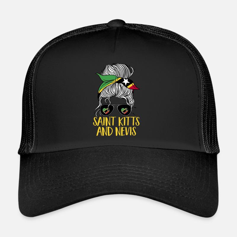 St. Kitts und Nevis Flagge - Trucker Cap - Schwarz/Schwarz