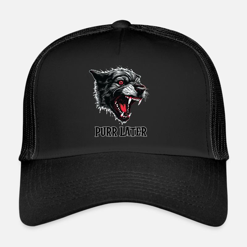 Chat noir démoniaque, ronronnement plus tard Casquette trucker 
