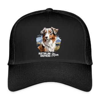 Hund Australian Shepherd - Trucker Cap - Schwarz/Schwarz - Vorne