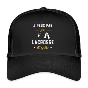 je peux pas j'ai lacrosse apéro humour - Casquette trucker  - noir/noir - Devant