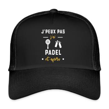 je peux pas j'ai padel apéro humour - Casquette trucker  - noir/noir - Devant