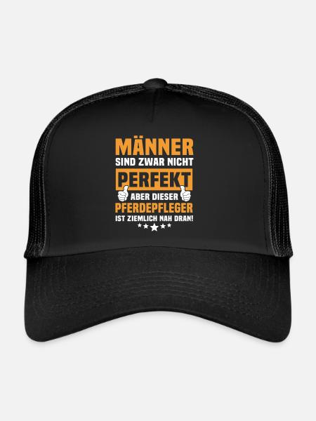 Lustige Pferdepfleger Sprüche - Trucker Cap - Schwarz/Schwarz