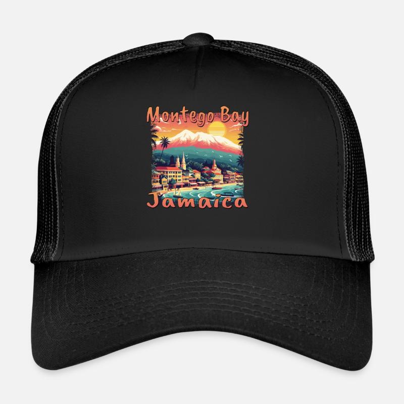 Montego Bay Vibes : Design jamaïcain de style grunge Casquette trucker 