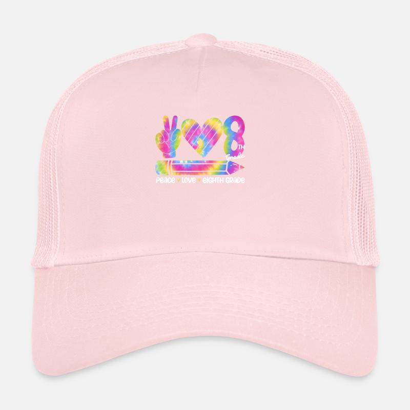 Peace Love Eighth Grade 8th Funny Tie Dye Student Trucker Cap