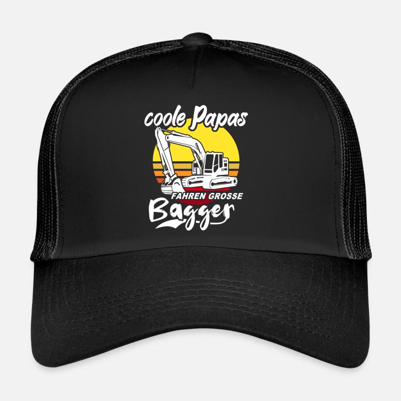 Baggerfahrer Papa - Trucker Cap - Schwarz/Schwarz