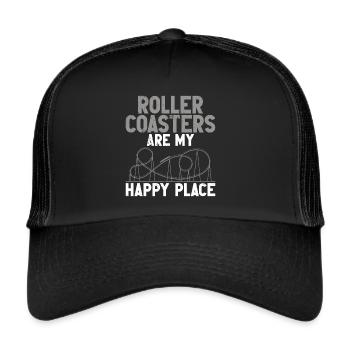 Achterbahnvergnügungspark Achterbahnfahrt - Trucker Cap - Schwarz/Schwarz - Vorne