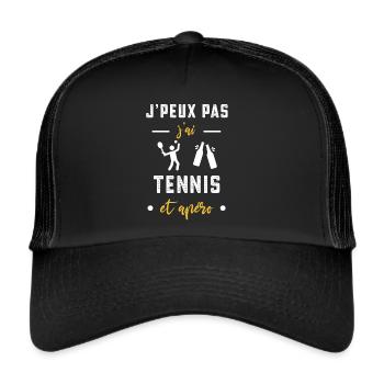 je peux pas j'ai tennis apéro humour - Casquette trucker  - noir/noir - Devant