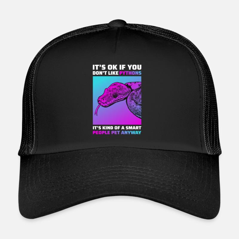 Funny Python Snakes T-Shirt Reptile Gift - Trucker Cap - black/black
