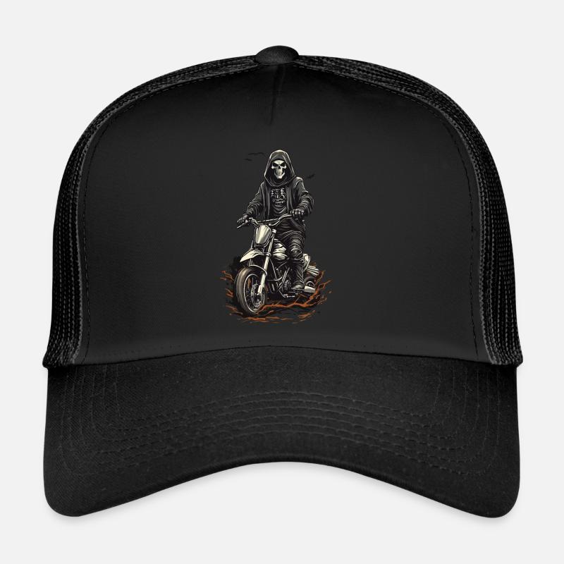 Halloween Motocross Grim Reaper Design Trucker Cap