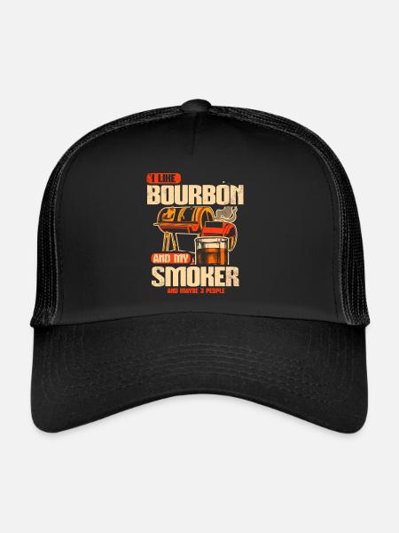 I Like My Bourbon And My Smoker And Maybe 3 People - Trucker Cap - black/black - Front