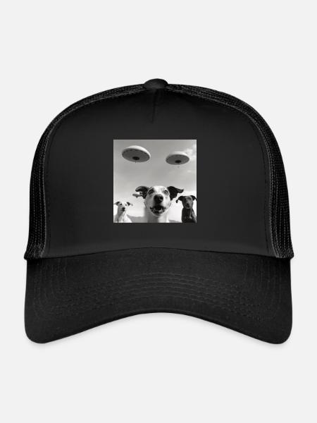 Selfie Chien OVNI Drôle Alien Ovni Amoureux De Chien - Casquette trucker  - noir/noir - Devant