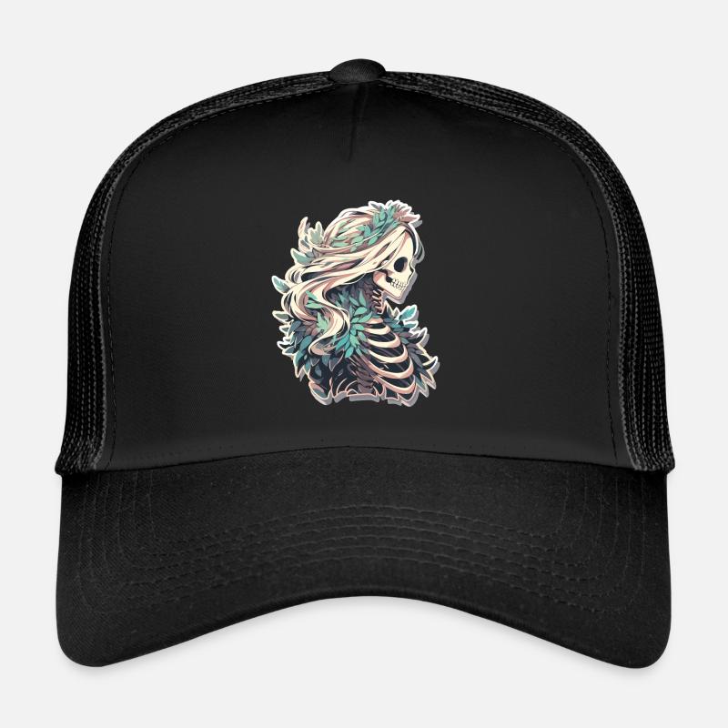 Crâne de squelette Crâne Crâne Crâne - Casquette trucker - noir/noir
