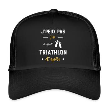 je peux pas j'ai triathlon apéro humour - Casquette trucker  - noir/noir - Devant