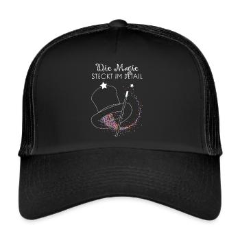 Illusionist Kartenmagie Zaubertrick Hobbyzauberer - Trucker Cap - Schwarz/Schwarz - Vorne