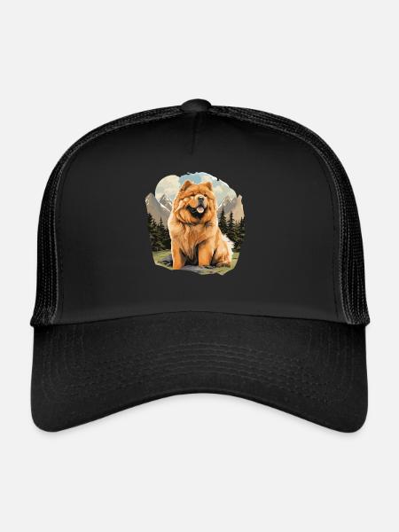 Chow Chow pour chien - Casquette trucker  - noir/noir - Devant