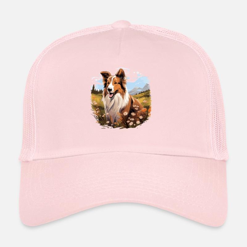 Chien Collie Casquette trucker 