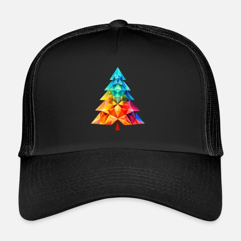 Vielseitiger Zauber: Bunter Polygon-Tannenbaum Trucker Cap
