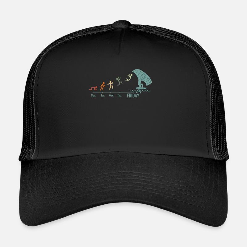 Week-end Wingfoil Surfer Wingfoil Hydrofoil - Casquette trucker  - noir/noir