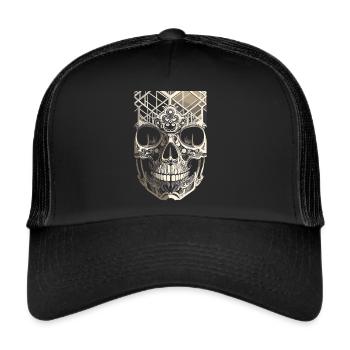 Eleganter Totenkopf - Gothic auf deiner Kleidung - Trucker Cap - Schwarz/Schwarz - Vorne