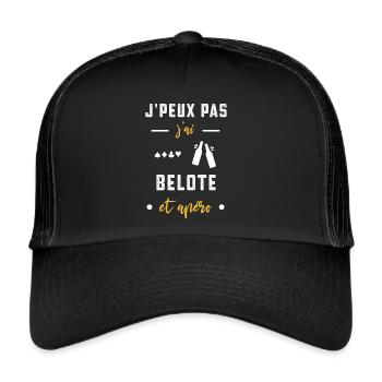 je peux pas j'ai belote apéro humour - Casquette trucker  - noir/noir - Devant